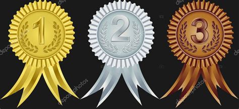 Award Ribbons For First Second And Third Place Vector Illustration