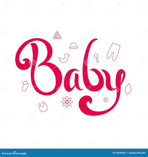Lettering Baby Stock Vector Illustration Of Bonnet 52590507