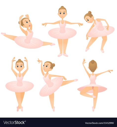 Ballerina Girl Concept Set Cartoon Style Vector Image