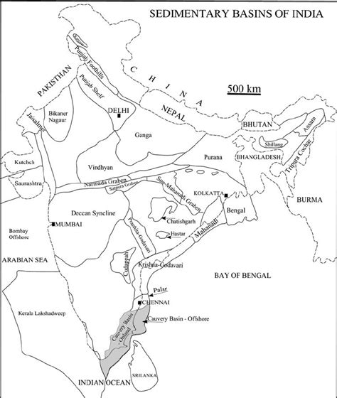 Sedimentary Basins Of India Location Map Of The Cauvery Basin