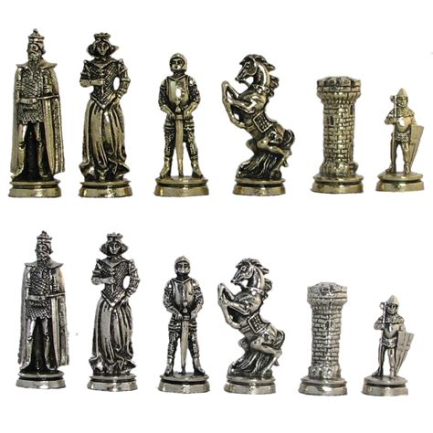 Medieval Metal Chess Pieces This Small Medieval Chess Set Features