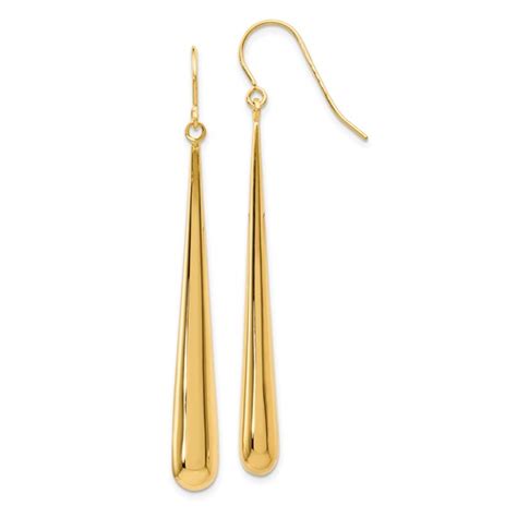 14kt Yellow Gold Long Tear Drop Dangle Earrings 42Q Joy Jewelers