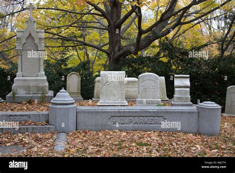 Tombstones Mount Auburn Cemetery Cambridge Greater Boston