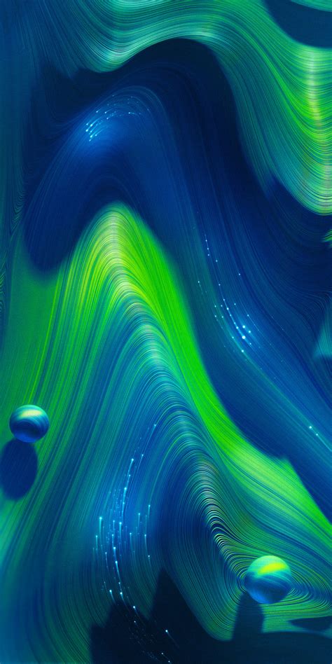 Download Waves Flow Stream Colorful Blue Green 1080x2160 Wallpaper