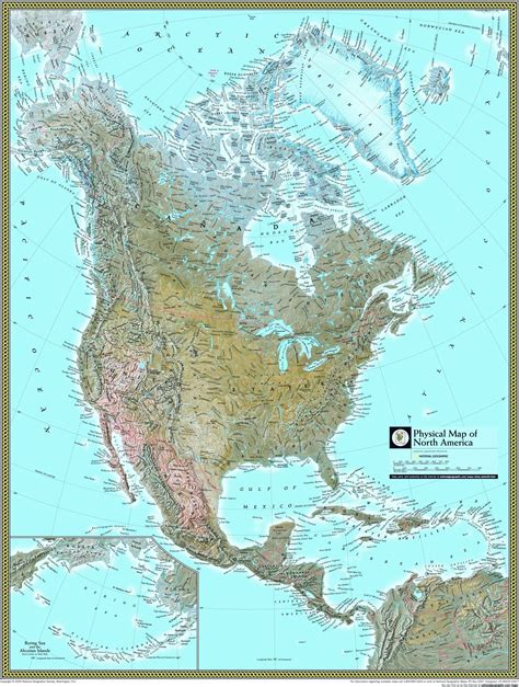 North America Physical Atlas Wall Map North America Map