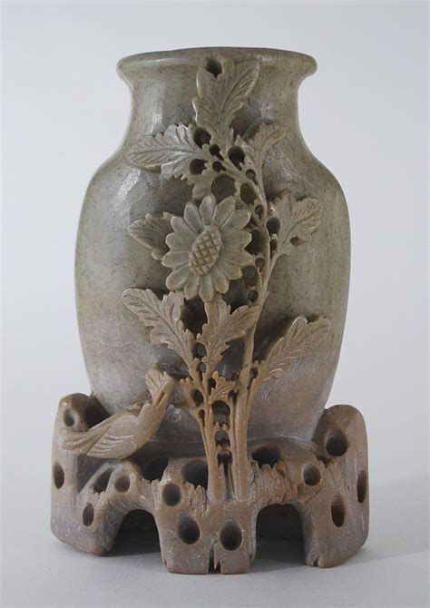 Antique Asian Soapstone Vase Soapstone Carving Asian Vases Stone