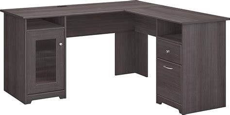 Bush Furniture Cabot Collection 60w L Desk In Heather Gray Amazonca