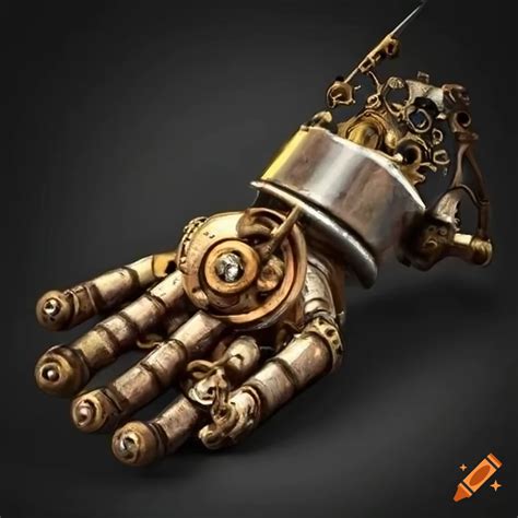 Steampunk Robot Hand Holding Small Parts