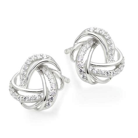 Silver Cubic Zirconia Knot Stud Earrings Beaverbrooks The Jewellers
