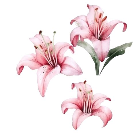 Seamless Flowers And Buds White Pink Lilies On A White Background