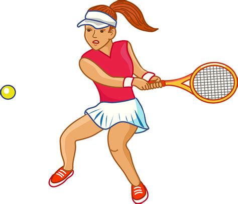 Chica Caucásica Jugando Tenis Dibujos Animados Clipart Vector