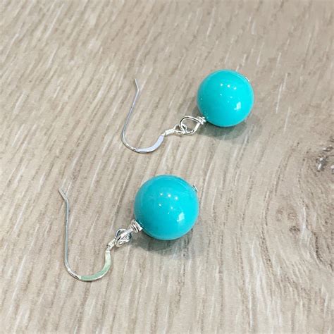 Blue Dangle Earrings Blue Earrings Blue Bead Earrings Aqua Earrings