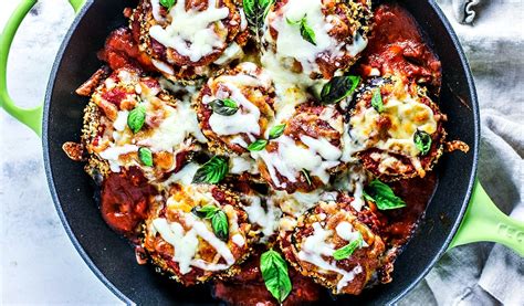 3 med eggplants salt pepper 1large garlic clove san marzano tomato crushed fresh basil fresh mozzarella balls shredded mozzarellafresh parmesan reggiano 6. Easy Baked Eggplant Parmesan | Killing Thyme