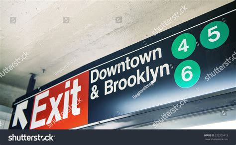 Downtown And Brooklyn Subway Sign New York Stock Photo 222203413