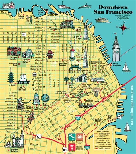 Map Of Downtown San Francisco With Pictorial Illustrations