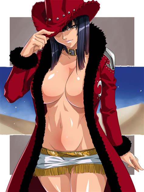 Kagami Hirotaka Nico Robin One Piece 1girl Black Hair Breasts Cleavage Coat Collar