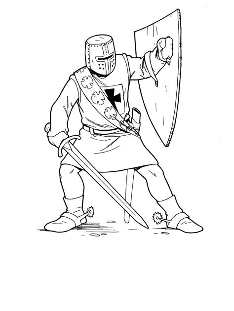 Cavaleiro Segurando Ataque De Espada Para Colorir Imprimir E Desenhar
