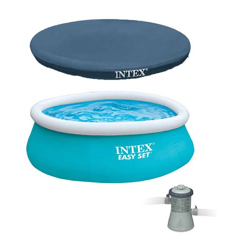 Intex 6ft X 20in Easy Set Inflatable Swimming Pool Aqua Blue With Pump