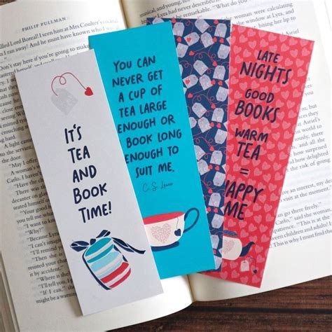 Bookish Printable Bookmarks For Readers And Tea Lovers With A Cute