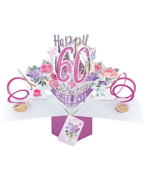 Pop Up Happy 60th Birthday Card 3d Second Nature Celebration