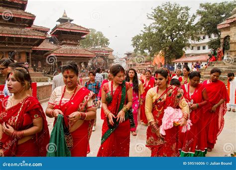 Women At Teej Festival Durbar Square Kathmandu Nepal Editorial Photo Image Of Colour