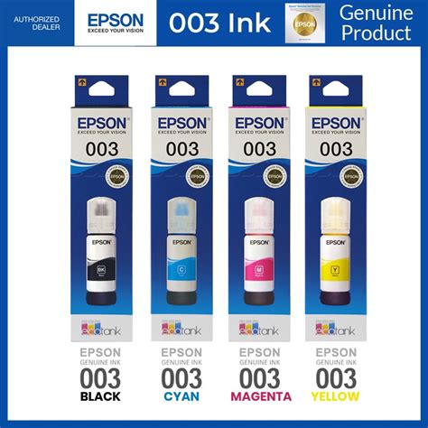 Epson 003 Black Cyan Magenta Yellow Ink Original L1110 L3110 L3116