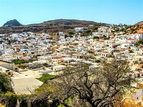Das Lindos Dorf Auf Der Insel Von Rhodos In Griechenland Stockbild