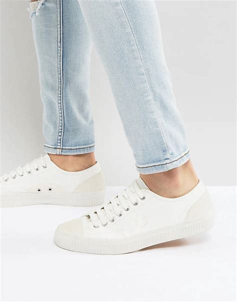 Fred Perry Hughes Canvas Trainers In White Asos
