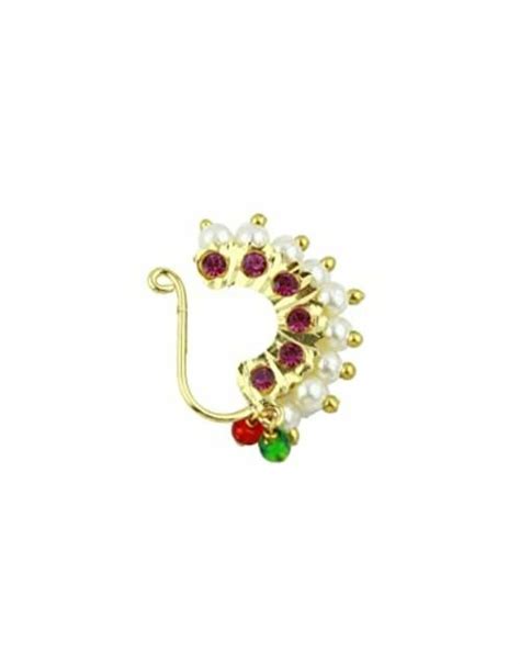 Buy Anuradha Art Jewellery Women Gold Plated Metal Maharashtrian Nath Nose Ring Nath Online At