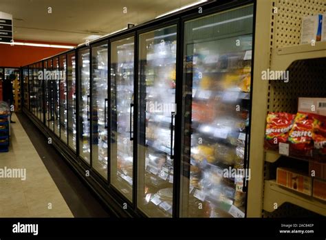 Freezer Aisle Of The Local Grocery Store Ottawa Ontario Canada Stock