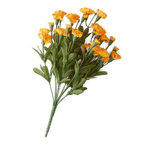 Gold Artificial Carnation Bush Bushes Bouquets Floral Supplies