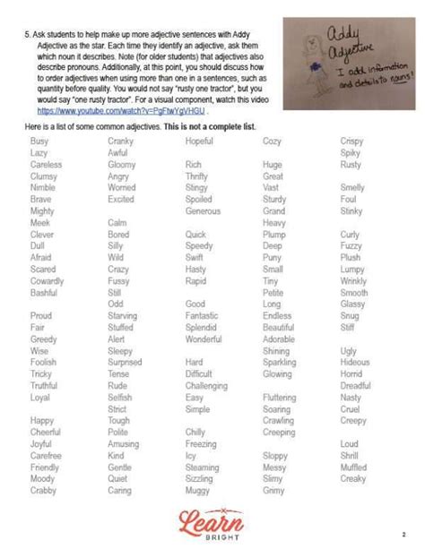 Adjectives Grade 4 6 Free Pdf Download Learn Bright