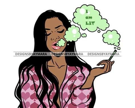 Sensual Melanin Woman Smoking Weed Blunt Black Hair Cannabis Etsy