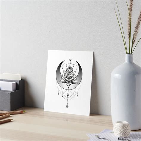 Celestial Lotus Flower Cresent Moon Art Board Print For Sale By