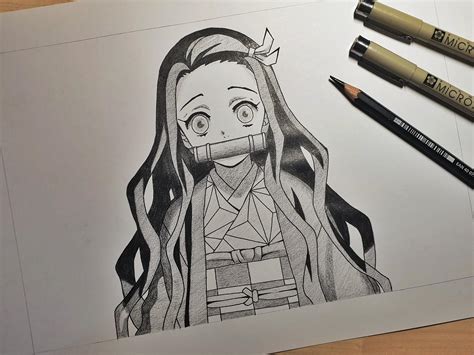 Nezuko Pencil Drawing Easy
