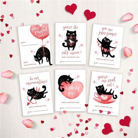 Printable Cat Valentines Day Cards Classroom Valentines Day Cards