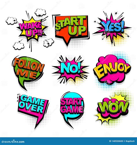 Comic Text Collection Sound Effects Pop Art Style Stock Vector