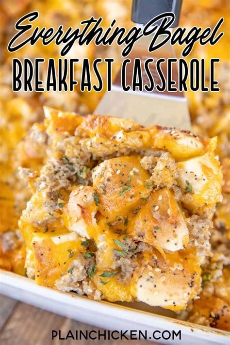 Everything Bagel Sausage And Cream Cheese Breakfast Casserole Recipe