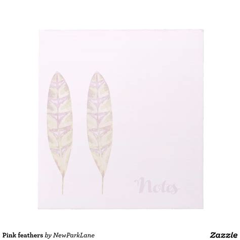 Pink Feathers Note Pad Bohemian Pinkfeathers