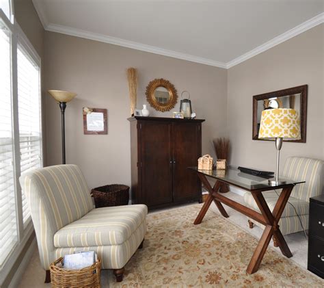 Office Paint Sw Perfect Greige Greige Living Room Brown Living