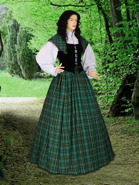 Traditional Scottish Tartan Dress Ensemble No 1 Green 15900 Usd Medieval And Renaissance
