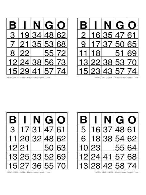 24 Cartones Cartones De Bingo 75 Pdf