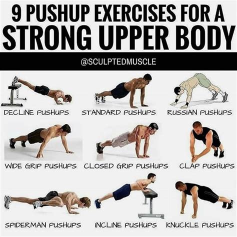 9 PUSHUP EXERCISES FOR A STRONG UPPER BODY By Sculptedmuscle Pushups