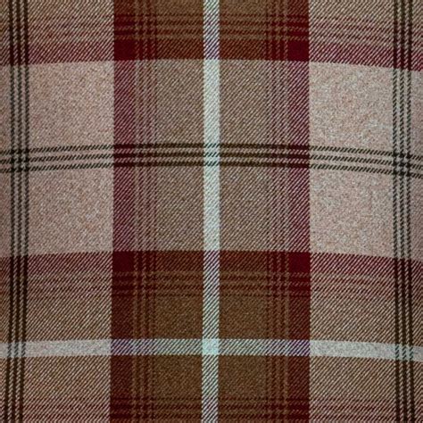 Balmoral Mulberry Tartan Plaid Upholstery Fabric Beaumont Fabrics