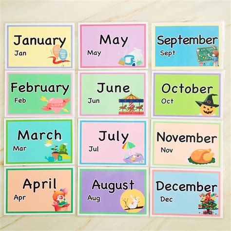 Kindergarten is one of the most important stages of life as far as learning goes, so the importance of having your child absorb as much as possible during this time. English Card Waterproof Flash Card Month 12 Months Kindergarten Children Word Card | Shopee ...