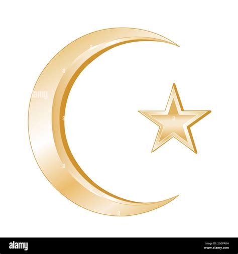 Islam Crescent E Star Simboli Doro Della Fede Islamica Isolati Su