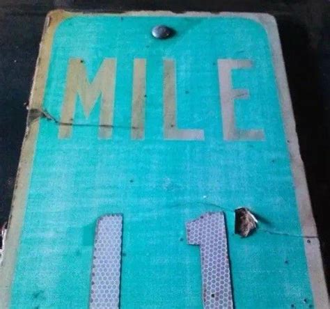 Vintage Mile Marker 11 Interstate Mile Highway Route Road Traffic Sign
