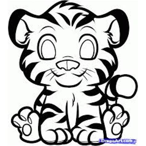 Coloriage Cartoon Bebe Tigre Grand Yeux Dessin Tigre Imprimer The