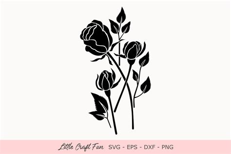 Rose Flowers Silhouette Graphic By Little Craft Fun · Creative Fabrica