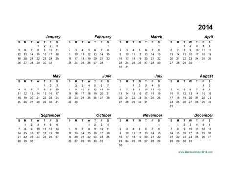 14 Full 2014 Year Calendar Template Images Printable 2014 Calendar